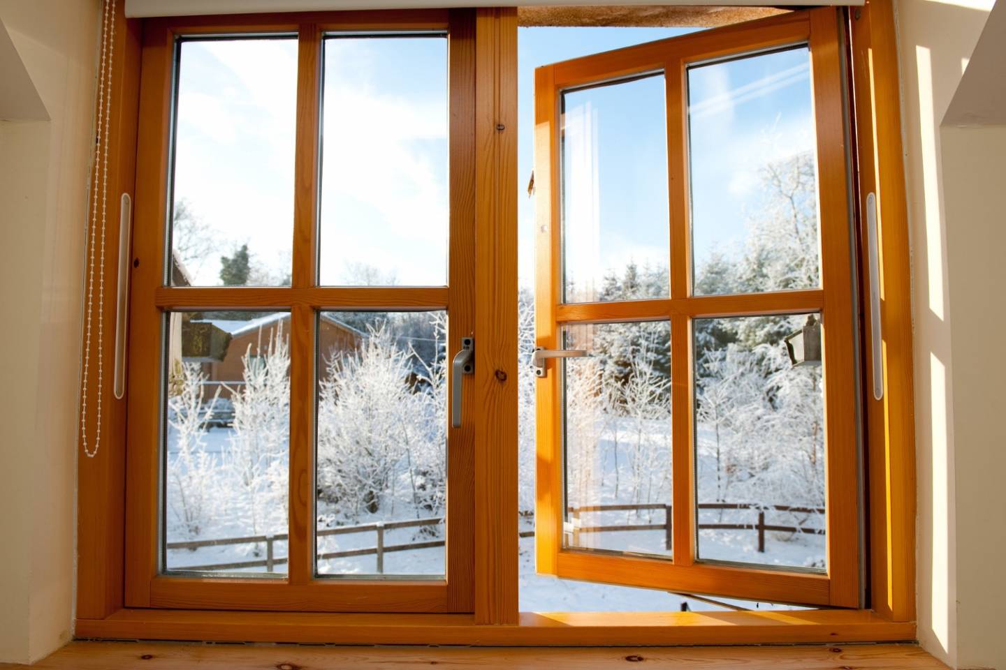Wooden thermal pane window.